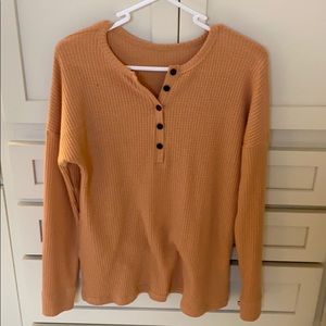 Waffle knit long sleeve shirt